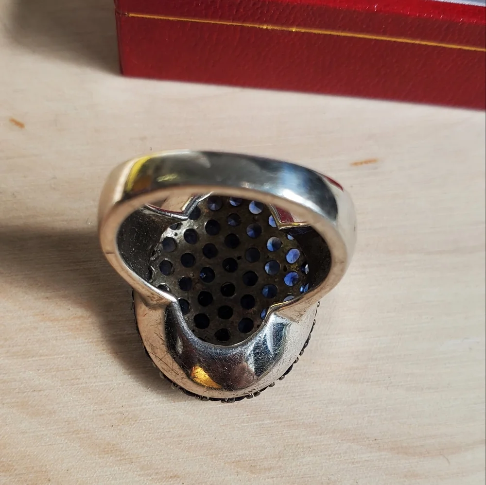Sterling Silver 925 Genuine Sapphire Face Ring.